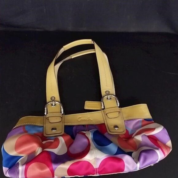 Coach w/ COA Signature Soho Pleated Sateen Multicolor Print Purse Tote -F13798 - Picture 5 of 8